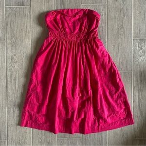 𝅺maeve Anthropologie Pink Flowy Fit Flare Strapless Mini Dress Size 2